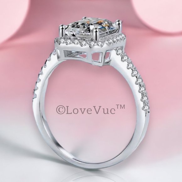 Certified 2ct. t.w. Diamond Radiant Cut Halo Engagement Wedding Ring - Picture 3 of 15